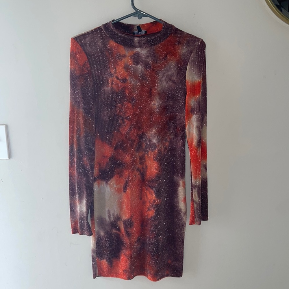 Orange & Burgundy Multi Party Dress